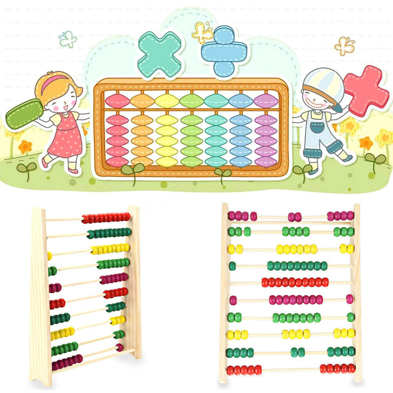 Wooden Abacus Children Counting Number Maths LearningToy(Bead Color Random)