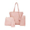 4pcs/set Litchi Leather Tassel Women Tote Shoulder Handbag Card Bags (Pink)