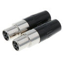 2 x 5 Pin XLR Female Cable Connector, Fit for Microphones, Black and Sliver