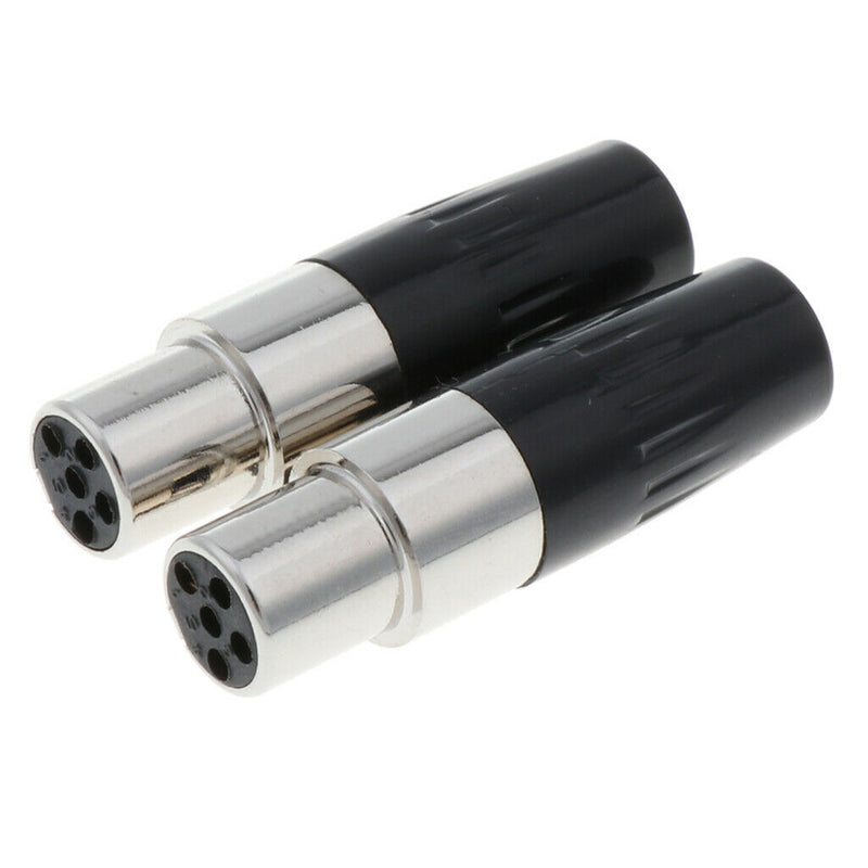 2 x 5 Pin XLR Female Cable Connector, Fit for Microphones, Black and Sliver