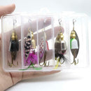 5pcs LUSHAZER Spinner Spoon Fishing Lure Hard Baits Sequins with Feather