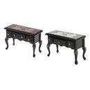 2Pcs 1/12 Scale Wooden Table with Drawer Simulation Bedroom Furnishings