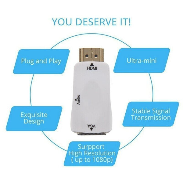 1080P HDMI Male to VGA Female Adapter Video Converter with Audio Output N3  V2L9
