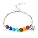 7 Chakra Colorful Beads Bracelet Lotus Pendant Energy Yoga Ankle Chain.ES