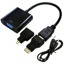 20cm 1080P Micro HDMI to VGA Converter Adapter With Audio Video Cable Fits HDTV