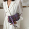 Retro Plaid Women Shoulder Underarm Bag Chain Handbags Canvas Tote (Purple)