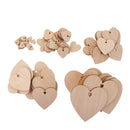 100pcs Solid Wood Unfinished Wooden Board Gift Tags Heart with Holes 20mm