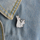 Cartoon Cute Two White Rabbits Evil Brooch Pins Jeans Clothes Jewelry Women MO