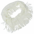 Women Warm Infinity 2 Circle Cable Knit Cowl Neck Tassel Scarf Shawl Xmas G