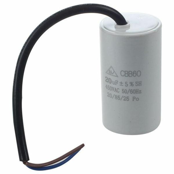 CBB60 20uF Wire Lead Cylinder Motor Run SH Capacitor AC 450V X3W1