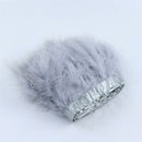 Natural 4m Gray Turkey Feather Fringe Ribbon Tassel Trim Wedding Dress Decor