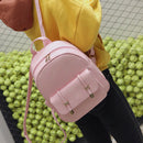 3pcs Women PU Leather Backpack School Bag Shoulder Bag Card Holder(Pink)