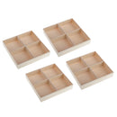 4pcs/set Wood Compartment Storage Box Wooden 4-Grid Divider Trays Desktop