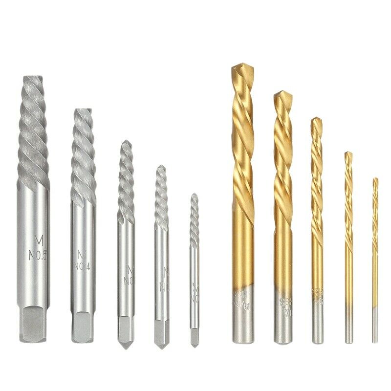 10Pcs Cobalt Left Hand Drill Bit Set +Broken Bolt Damaged Screw Extractor S M9H6
