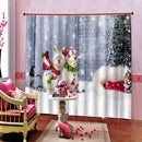 100x140cm Christmas Curtains Sets Waterproof Xmas Snowman 2Panels Drapes E