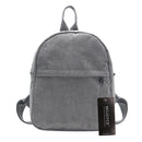 Preppy Chic Casual Women Corduroy Backpack Simple School Travel Bag(Gray)