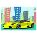 DIY Handmade Wall Art Gift Linen By Numbers Oil Painting Set Yellow Sports Car