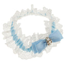 Satin Lace Garter Bride Bow Rhinestone Pearls Thigh Ring Wedding Accessory