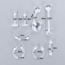 8Pcs Transparent Clear Acrylic Nose Ear Lip Belly Flexible Body Piercing Jew Gw