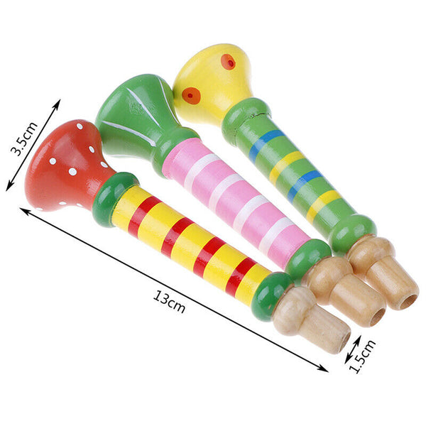 Kids Wooden Horn Whistle Musical Toys Gift Colorful Children Music Study  OZ