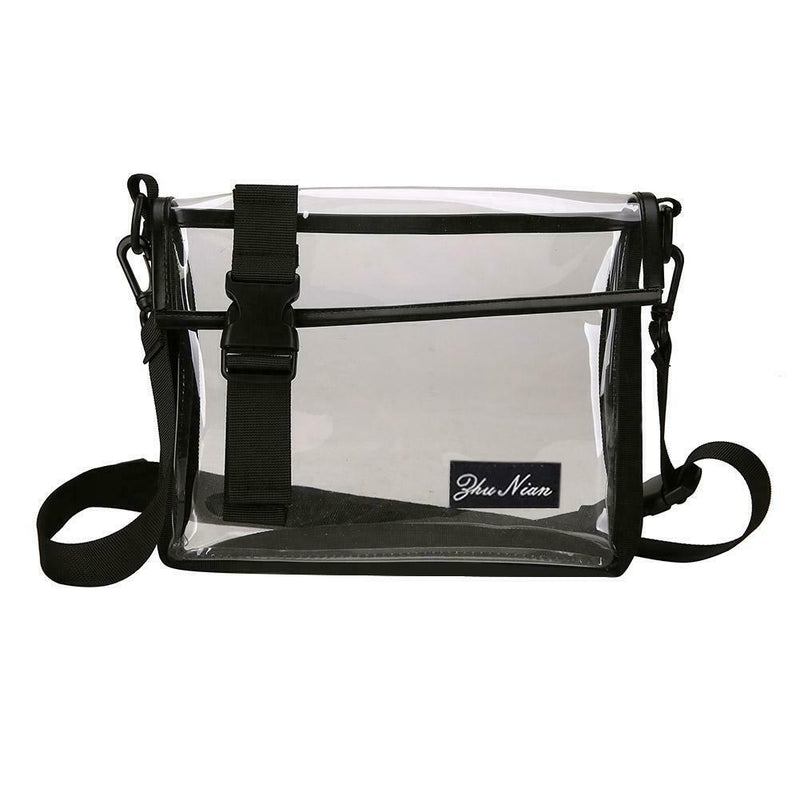 Transparent PVC Shoulder Messenger Bag Unisex Casual Crossbody Bags (Black)