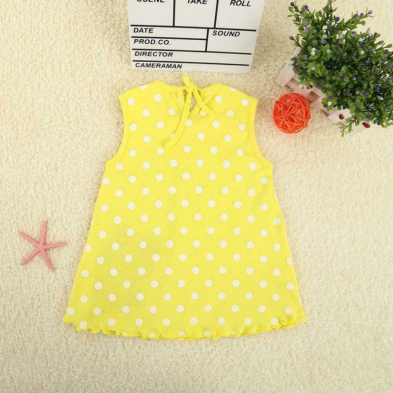 Kids Girl Print Embroidered Dress Summer O Neck Sleeveless Mini Dress (H A