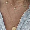Simple Multi-layer Necklace Women Wafer Pendant Clavicle Chain Jewelry Gift