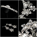 Elegant Luxurious Diamante Rhinestone Necklace Earring Crown Set  Wedding