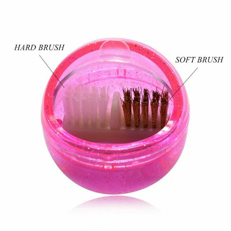 Nail Art Dual Clean Brush Head Drill Bit Cleanser Box Polishing Buffing ManiS Ew
