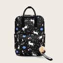 Cute Pony Print Backpack Women Casual Rucksack Girls School Bag (Black) A