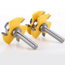 2 x T Shape Tongue & Groove Router Bit, Carbide Tipped, 1/4" Shank, 3 Teeth