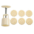 Flower Print Mooncake Mold Round Hand Press Cake Decor Festival Baking Tool