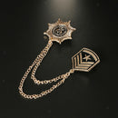 Retro Alloy Chain Brooch Pins Anise Star Shield Army Badge Mens Accessories