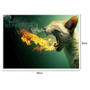 Cat Spit Fire 5D Round Diamond Painting Embroidery DIY Needlework Art Craft
