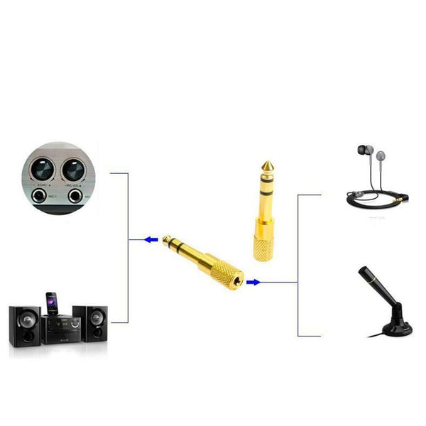 6.35mm Male to 3.5mm Female Plug Stereo Audio Earphone Adapter Converter