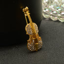 Women Jewelry Antqiue Violin Crystal Autumn Clothing Accessories Brooch Pin