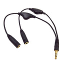 3.5mm M/2F 15cm Stereo Headphone Audio Extension Cord Cable +Volume Control