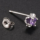 Austrian Crystal Flower Stud Earrings for Women Purple