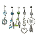 5Pcs Crystal Dreamcatcher Dangle Navel Belly Button Ring Bar Body Jewelry