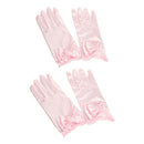 2 Pairs Girls Satin Princess Gloves Wedding Bow Party Gloves Wrist Length