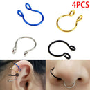 Set Septum Clip On Nose Ear Ring Segment Helix Tragus Faux Clicker Non SP