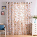 Ink Camellia Tulle Curtains Printing Floral Sheer Curtain Bedroom (Coffee)