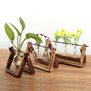 Creative bulb vase plant glass hydroponic container farm decoration wooden  Z9E1