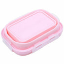 Pink Food Grade Silicone Lunch Box Folding Eco-Friendly Food Container Bent M9O1