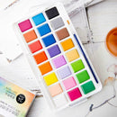 Watercolor Pigment Set 24 Colors Solid With Water Brush New