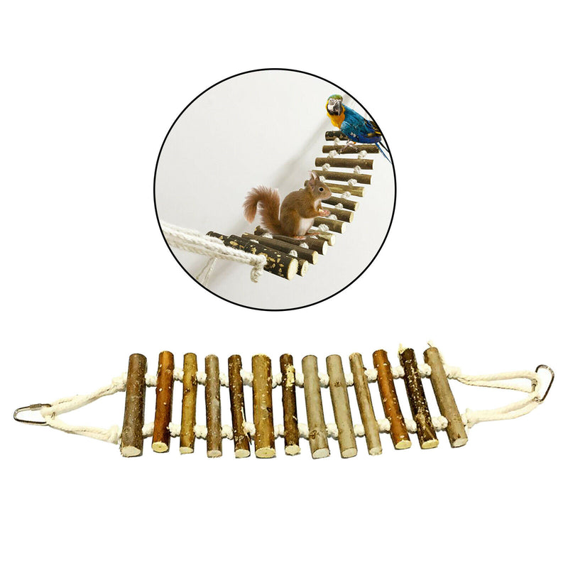 Pet Ladder Bridge Hamster Parrot Bird Standing Ladder Hanging Wood Bridge