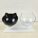 Double Bowls Detachable Tilt Cat Ears Pet Bowl Non-slip Cat Dog Feeder (A)