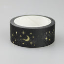 Moon Stars Black Washi Paper Masking Tapes Adhesive Decorative Tape 1.5cm x5m