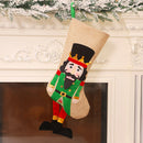 Cartoon Walnut Soldier Christmas Stocking Linen Sock Candy Gift Bag (Green) A