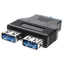 Motherboard USB 3.0 20 Pin Header Female to A Female Adapter 2 Ports Dual RVG